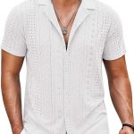 Mens Beach Shirt Short Sleeve Button Down Shirts Casual Cuban Collared Summer Vacation Tropical Shirts