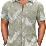 Mens Button Down Short Sleeve Shirt Casual Shirts Summer Beach Textured Shirts with Pocket
