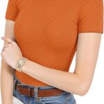 Women's Crew Neck Basic Short Sleeve T Shirt Ribbed Knit Slim Fitted Tees Casual 2026 Summer Going Out Top